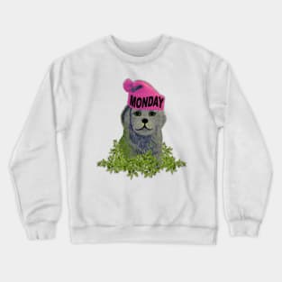 Monday Mood Beanie Puppy Crewneck Sweatshirt